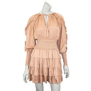 ULLA JOHNSON Women's Ruffle Soraya Dress in Blush Size 0